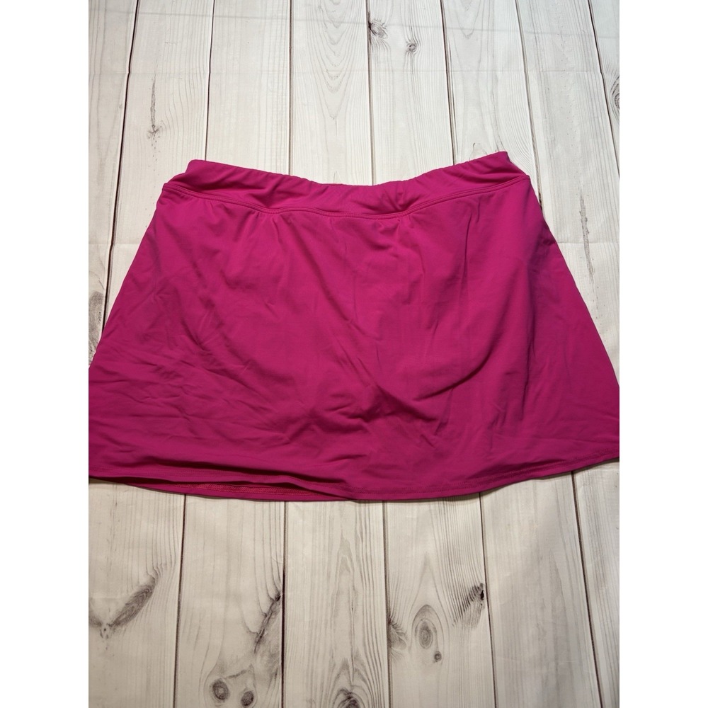 Lands End Pink Swim Skirt Skort Size 14 Built In Brief Beach Swimwear Bottom